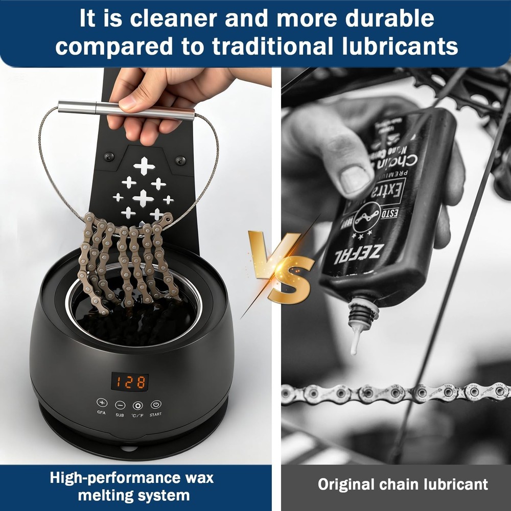 Bicycle Chain Wax Melting System (19oz), Includes Chain Cleaning Machine and ...