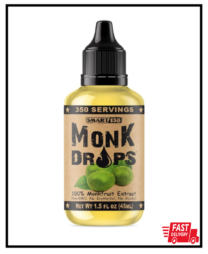 Monk Drops - 100% Monkfruit Liquid Sweetener, Zero Glycemic, Zero Calories, Zero