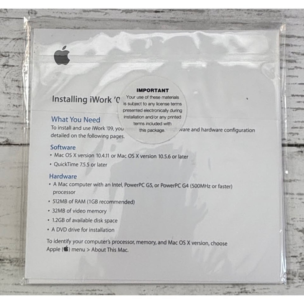 Apple iWork 2009 Install DVD (Sealed)