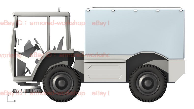 3D Printed 1/72 Sweeping vehicle npainted