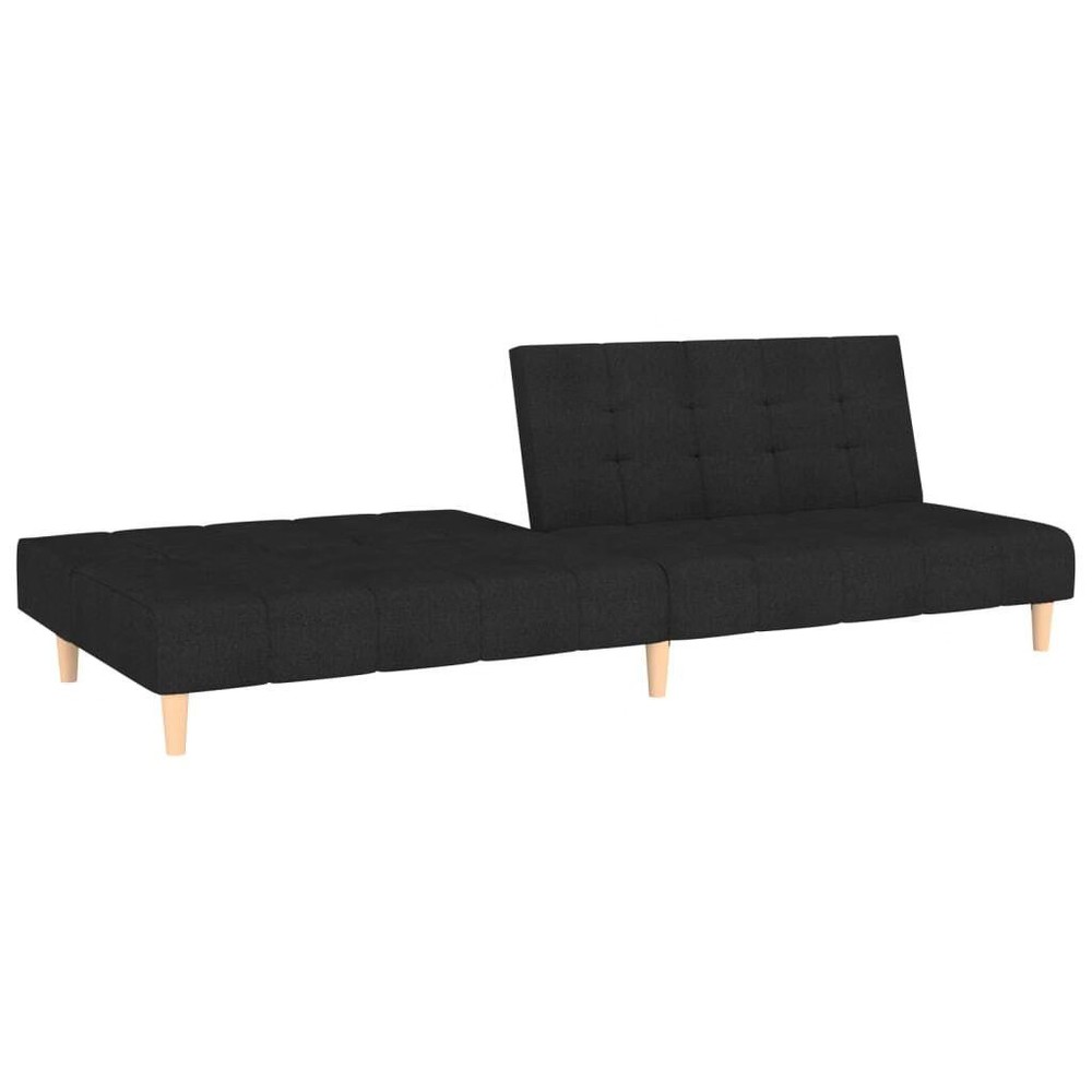 Sofa Bed Black Polyester fabric, Wood, Plastic, Foam 2-Seater