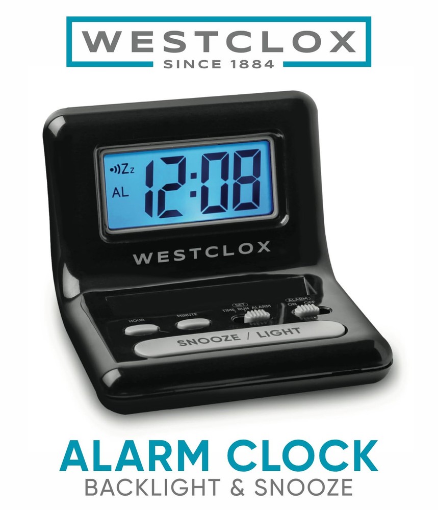 LCD Digital Bedside Alarm Clock with Blue Backlit Display and Snooze Function...