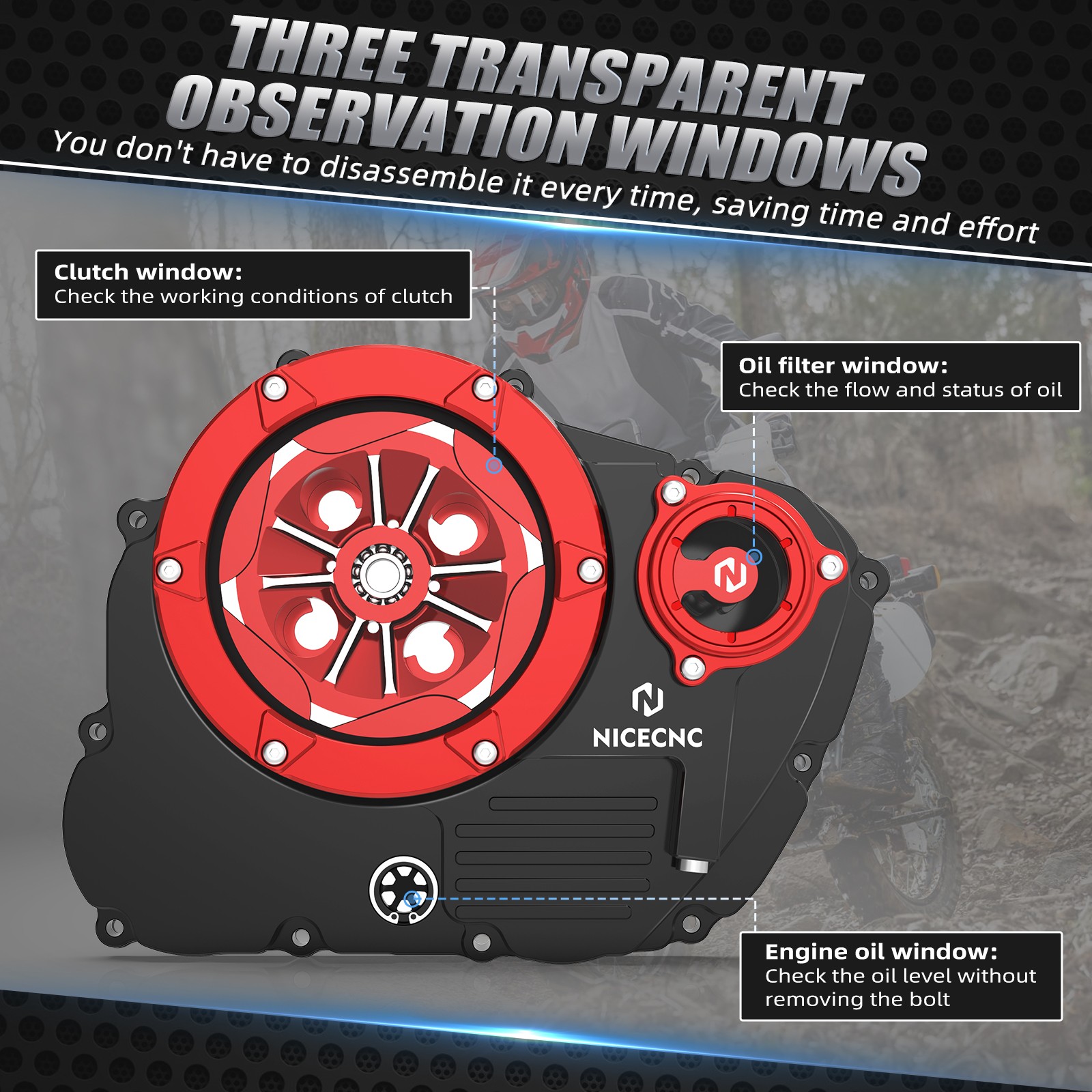 For Honda XR650L 1993-2025 NICECNC Transparent Clutch Cover Oil Filter Cap Guard