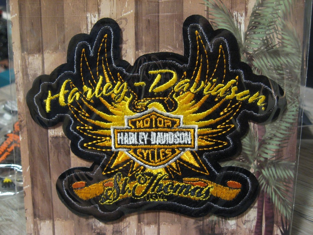 Harley Davidson Emblem 5" Sew On Patch - Caribbean St. Thomas - Wings