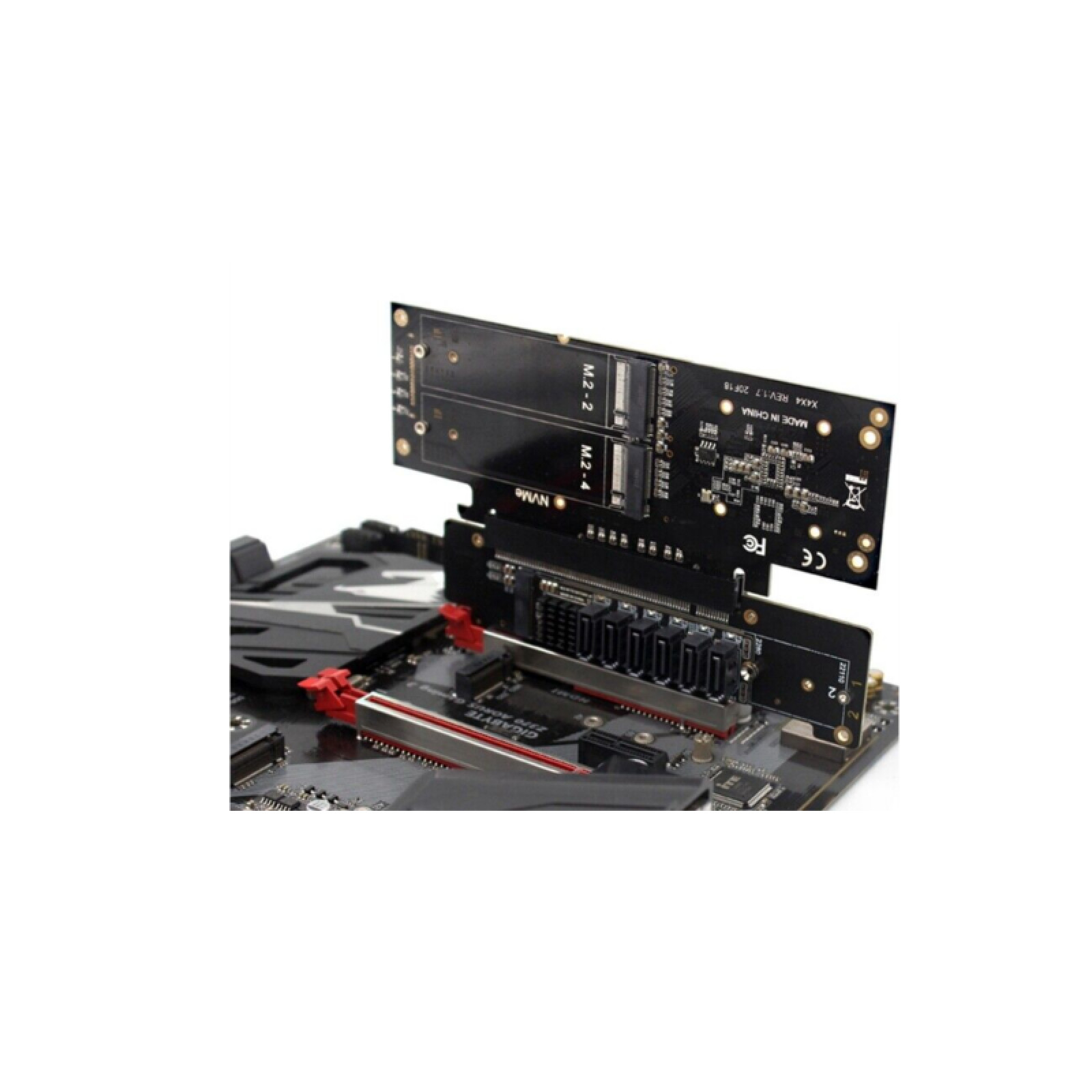 PCIE 4.0 x16 to x8+x4+x4 Expansion Riser Card M.2 NVME x2 Input Designed