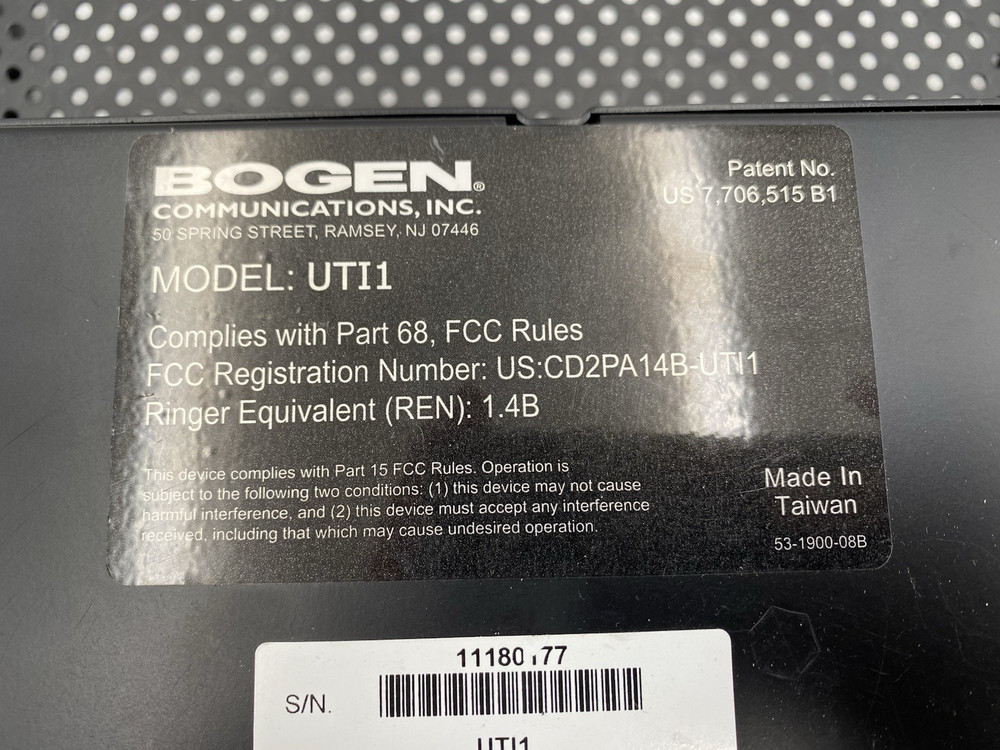 Bogen UTI1 Single Zone Paging Controller Universal Telephone Interface