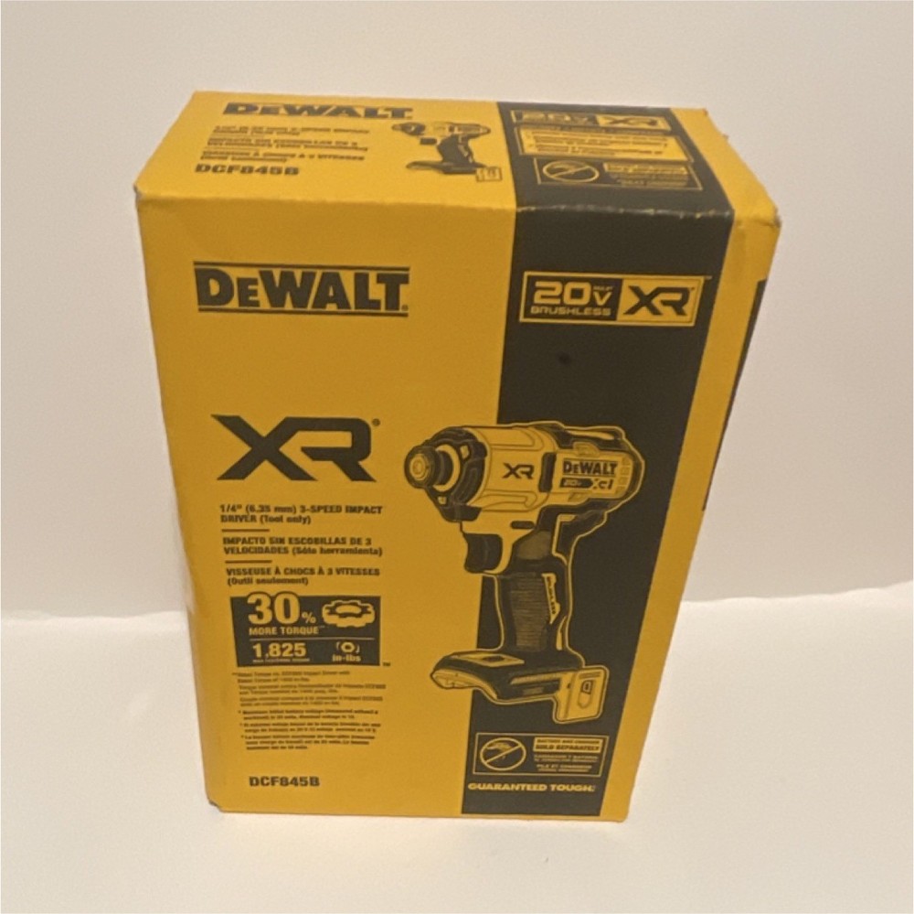 DEWALT DCF845B 20V XR Brushless Impact Driver, 1/4" Keyless Chuck, 3-Speed
