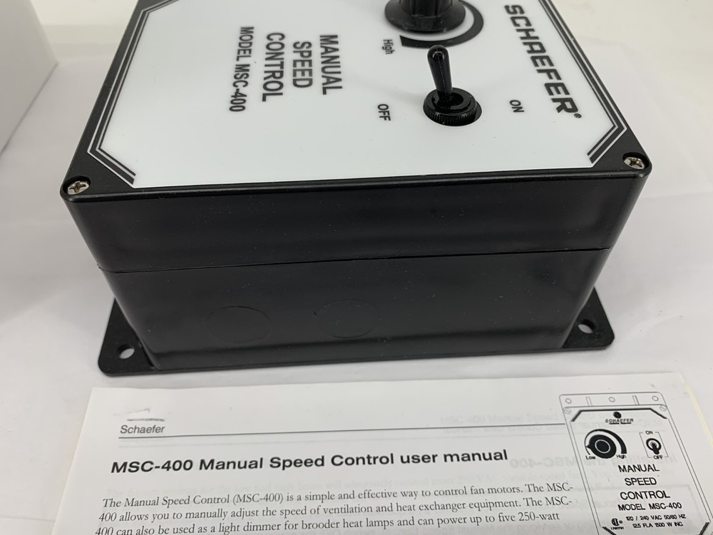 Schaefer Ventilation MSC-400B Manual Variable Speed Control 115V or 230VAC 12.5A