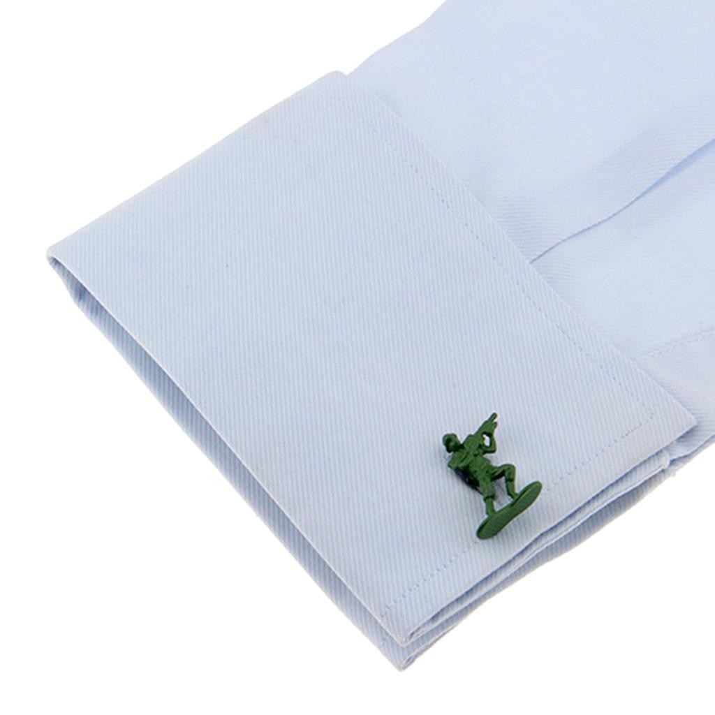 GREEN ARMY MEN CUFFLINKS Retro Toy Soldier Toy Story Shirt Wedding with Gift Bag