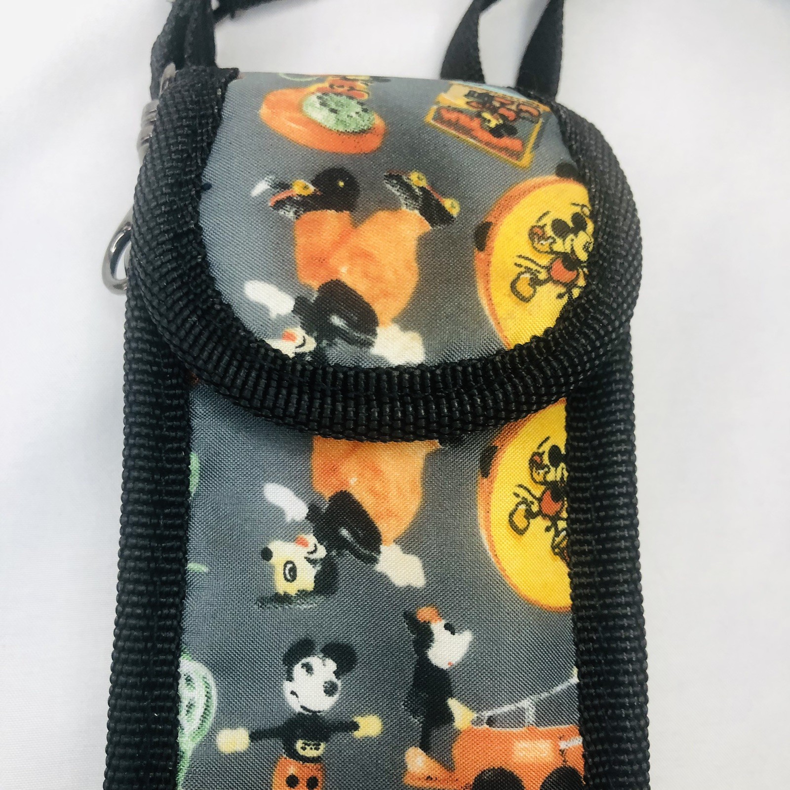 VTG Disney Mickey Mouse Mini Coin Purse Money Holder Bag Case Canvas Strap Clip