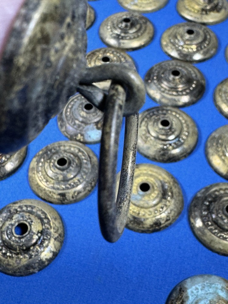 21 Vintage Brass Ring Pulls w/ Brass Escutcheons ~ 1 1/16" Diameter Ring