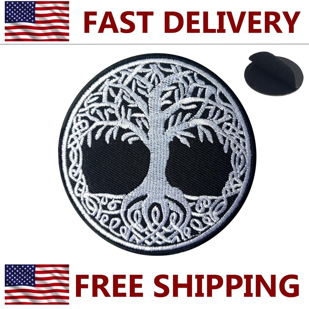 Tree of Life - White - Embroidered Patch 3"  - Hook and Loop - Tactical Patch