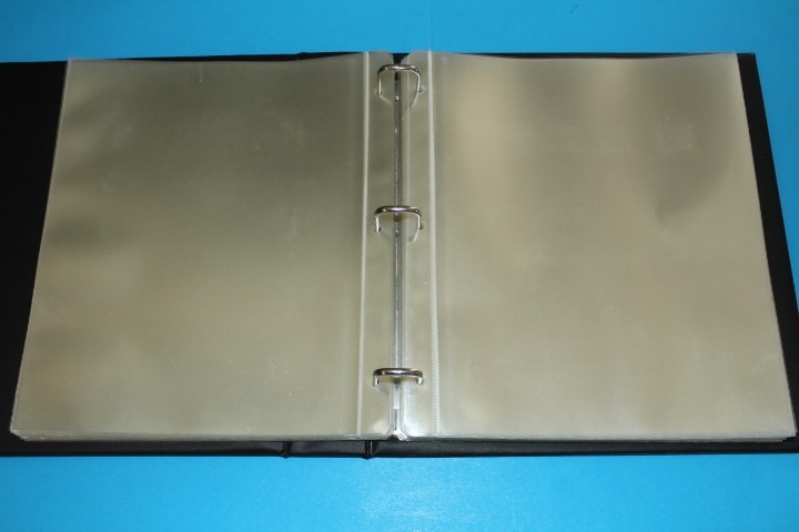 GK Black 3 Ring binder inc 90+ clear document size pg w Dustcase BlueLakeStamps