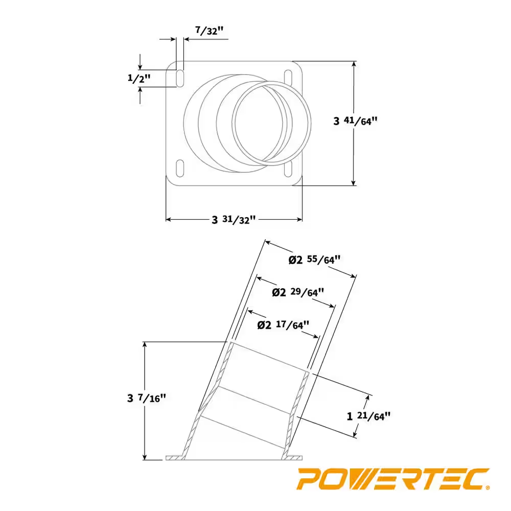 POWERTEC 2-1/2 Inch Universal Dust Port Fitting (70124)