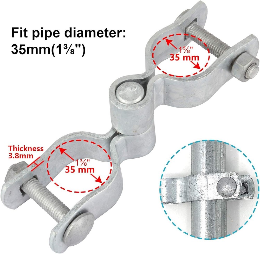 Chain Link Gate Post Hinges - 4 Pair Set, 220 lb Load Capacity, Silver Finish
