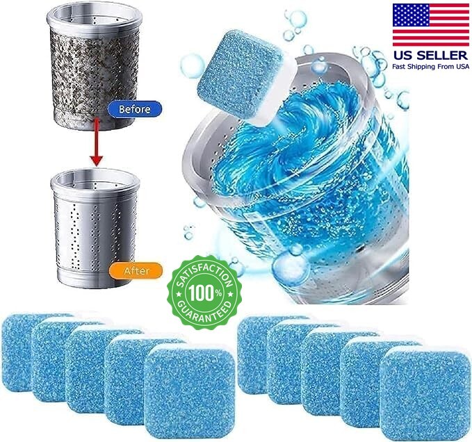 12 Pcs Washing Machine Cleaner Washer Deep Solid Cleaning Effervescent Tablets