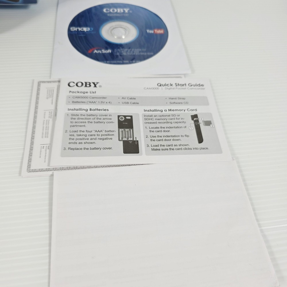 Coby Snapp CAM3000 1.3MP 32MB Memory Camcorder - Tested Complete