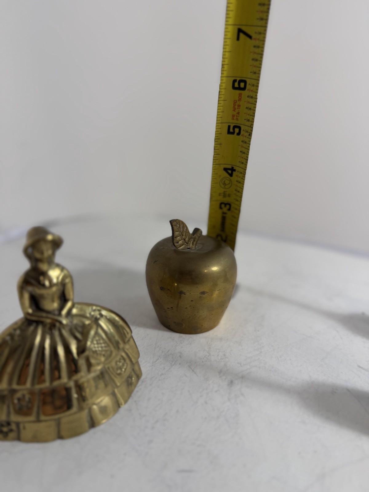 Vintage Brass Bell Lot 8pcs Mixed Decor Apple Figurine Lady MCM Metal