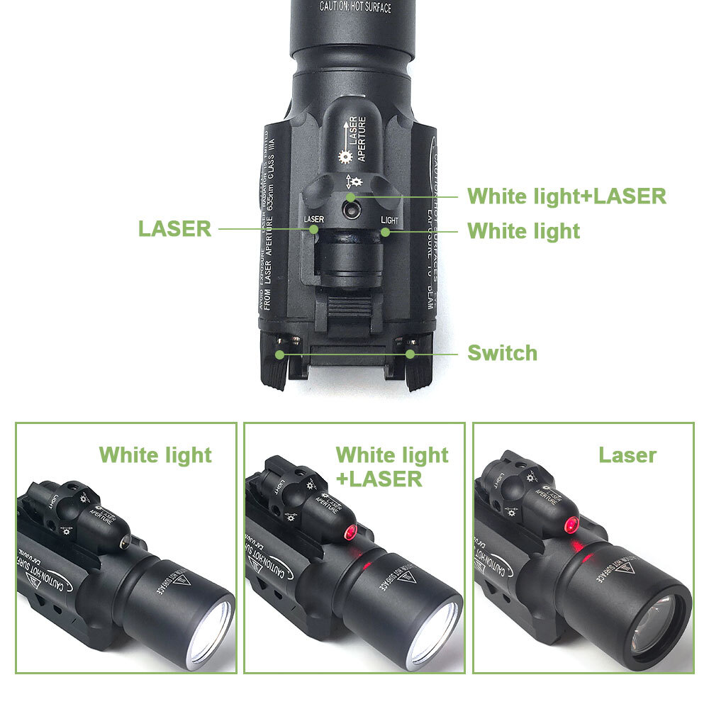 X400 Flashlight Tactical Laser Sight Weapon Light Red Laser & White Light SOTAC