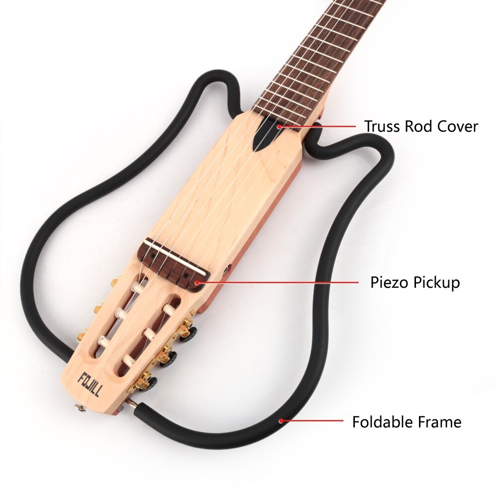 electric classical guitar silent nylon string headless built in effect portable