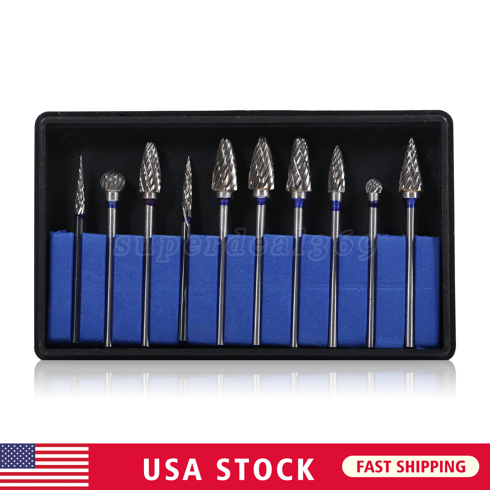 10Pcs Dental Lab Polishing Bur Drills Tungsten Steel Carbide Burs 2.35MM CE FDA