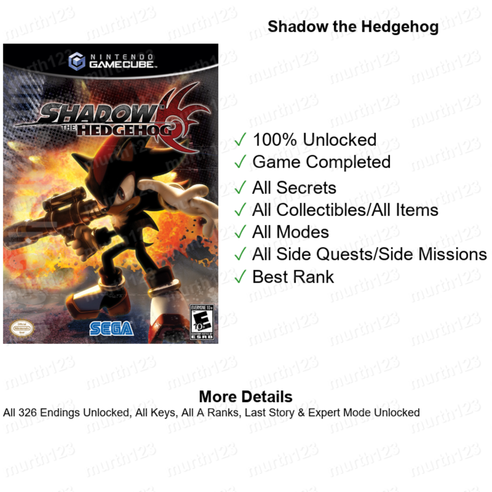 Sonic Mega Collection Riders Heroes Gems Save GameCube Memory Card Unlocked