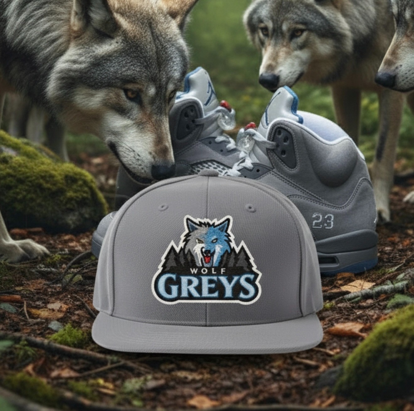 Wolf Greys Snapback Hat To Match Jordan 5