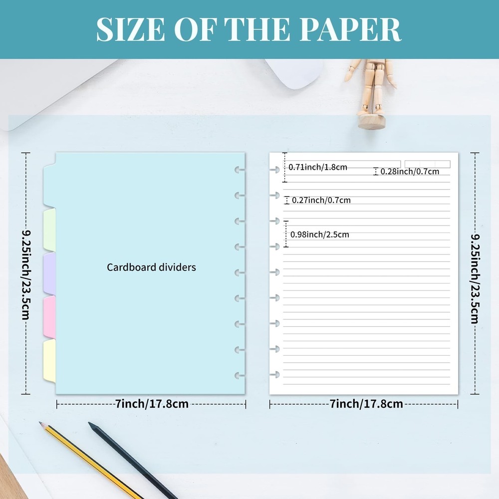 Discbound Refill Paper, Classic Size (7" x 9.25") Disc Paper Refill for Note-...