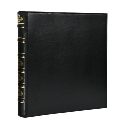 Vintage Hardback 3 Ring Binder 1 Inch, Professional Leather Binder 3 Black