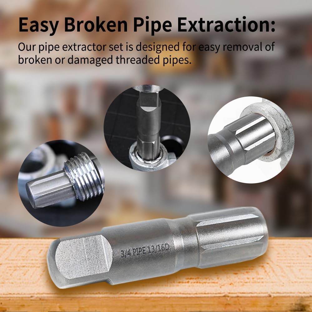 6-Piece Heavy Duty Pipe Extractor Set，Broken Removal Tool Kit for...