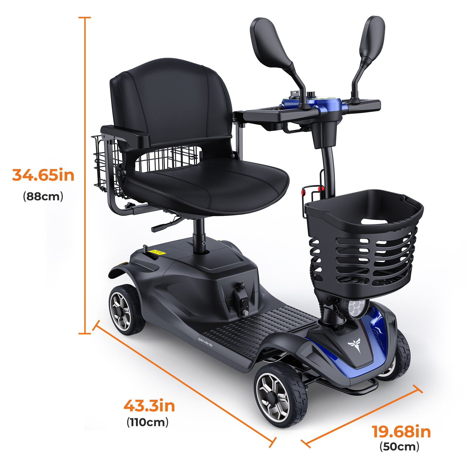 MAX 330lb 4 Wheel Electric Wheelchair 24V Folding Senior Electric Scooter