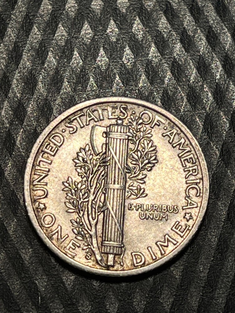 1940 S Mercury Silver Dime Nice AU - Die Break Error #Q