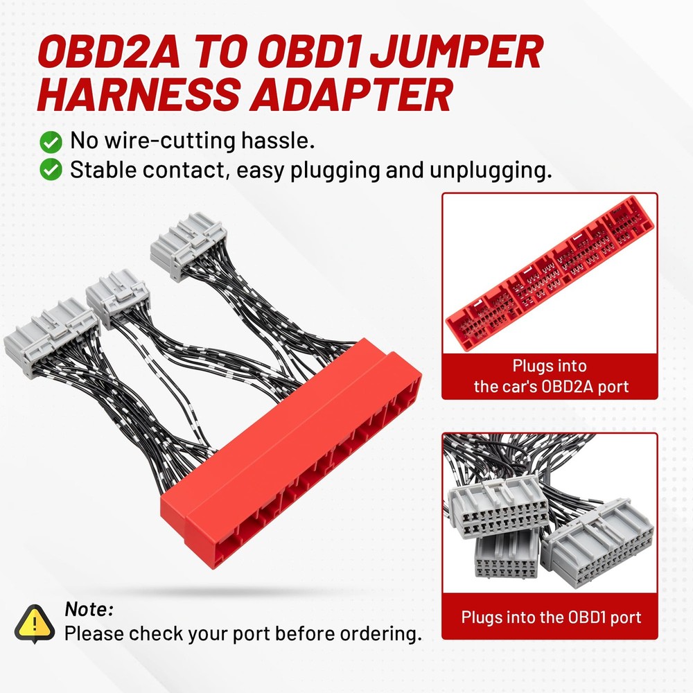 RED WOLF OBD2A to OBD1 ECU Jumper Conversion Harness Adapter Compatible with...
