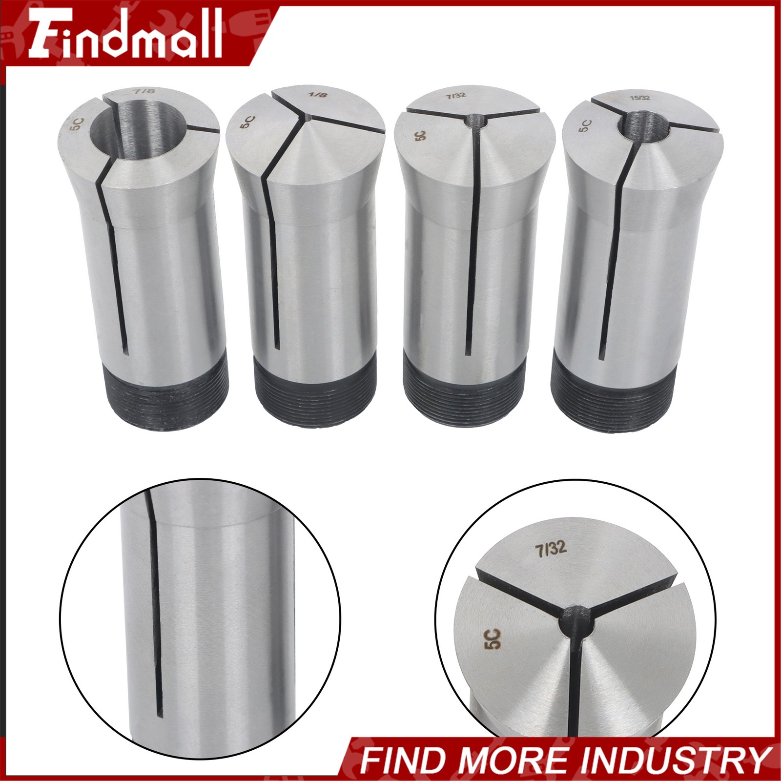 Findmall 57 Pack 5C Collet Set Fractional 1/8" to 1" High Precision Lathe