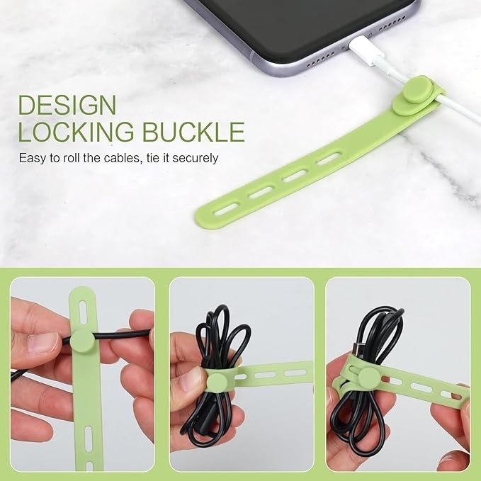 24 Pack Reusable Silicone Cable Ties Adjustable Cord Organizer