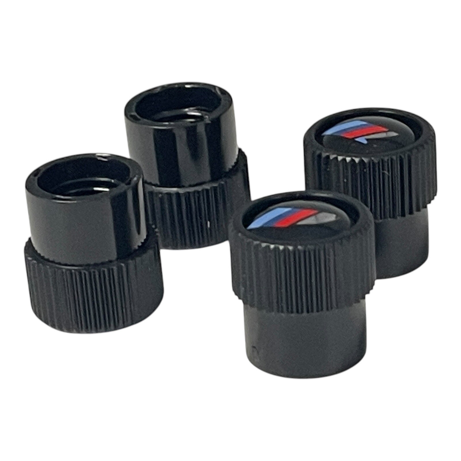 BMW M Performance Emblem Logo Black Tire Valve Stem Caps Set of 4 New