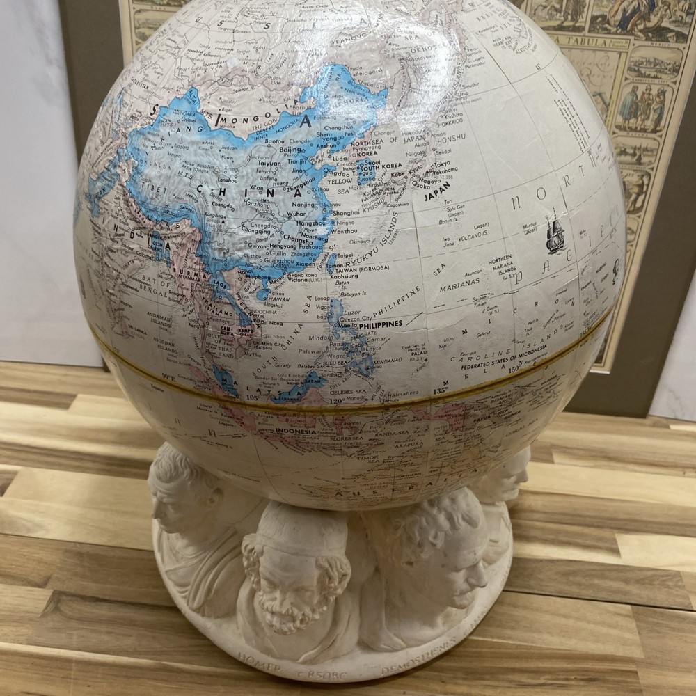 Replogle 16" Globe on Plaster Historical Figure Base