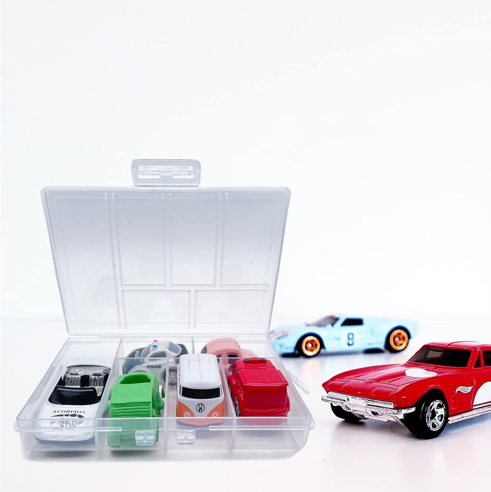 Plastic Organizer Box with Dividers 2 Pack Small Storage Container with 6