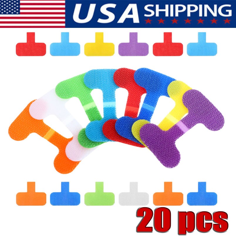 20PCS Nylon Cable Labels Reusable Core Cable Tags Wraps Flexible Cable Organizer