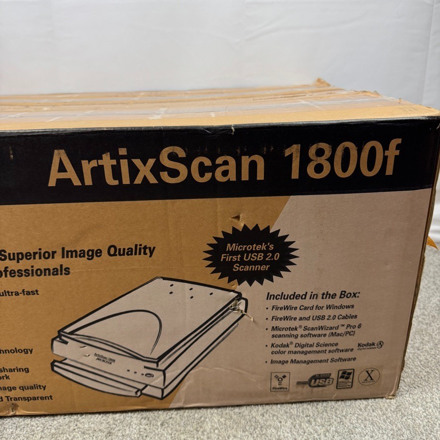 Microtek ArtixScan 1800f Flatbed Scanner With Power Cable USB & FireWire Cables