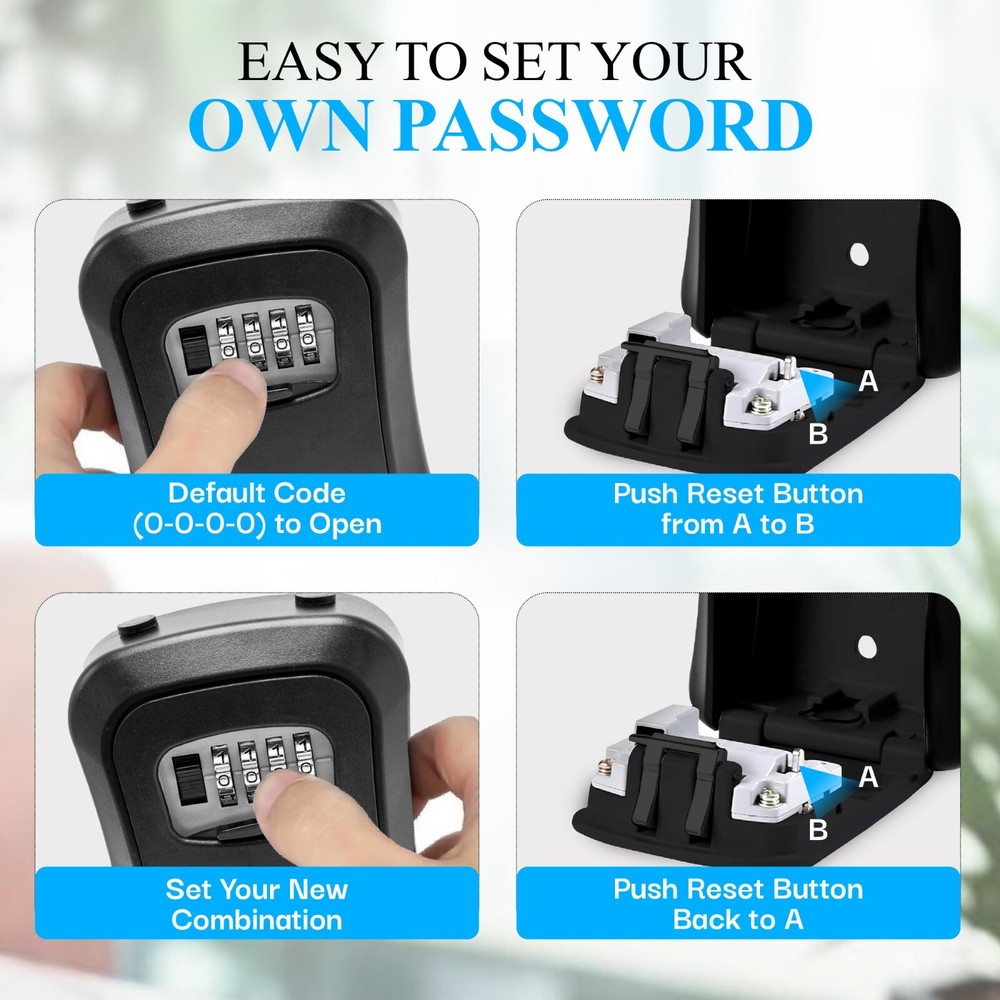 Key Lock Box for Outside-Combination Lockbox House Key-Portable/Wall Mounted..