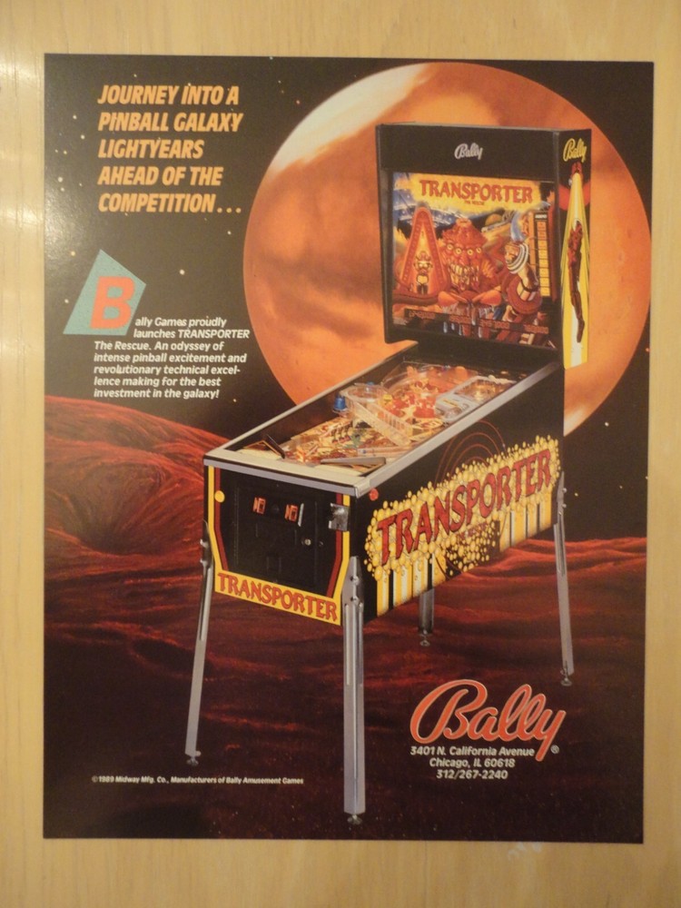 Transporter Pinball Flyer Bally Original Brochure