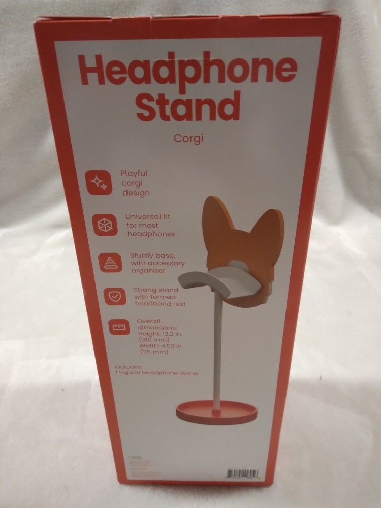 Headphone Stand Dog Face Corgi 14" Tall