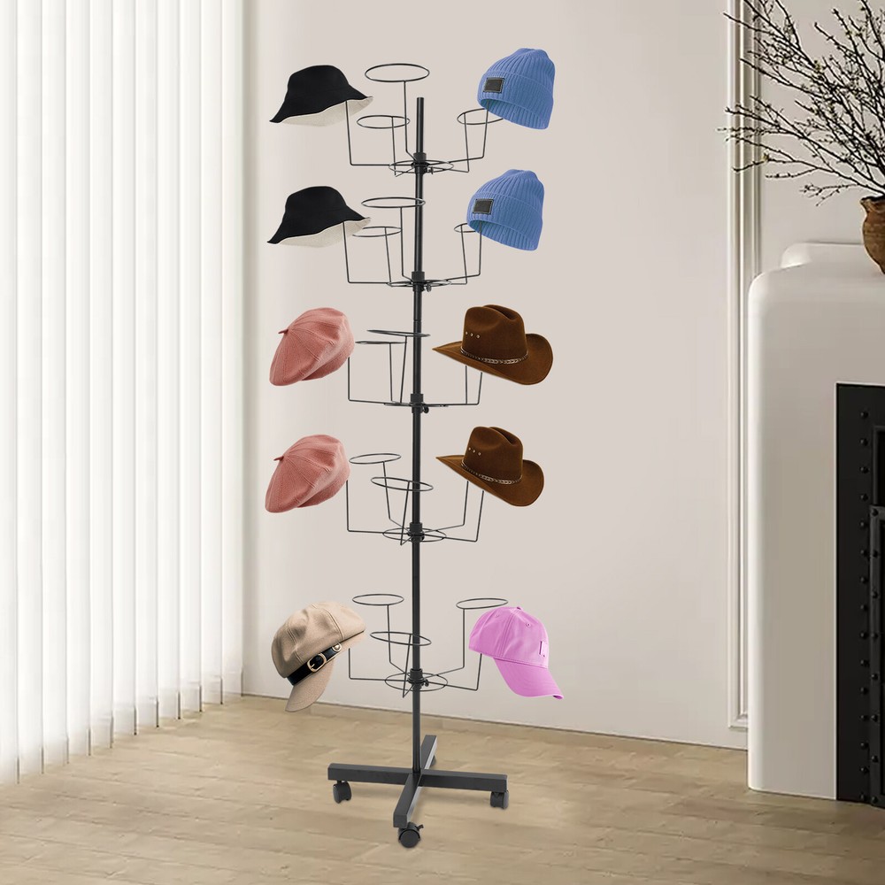 Freestanding Hat Display Stand with 25 Hooks – Durable Iron Storage Solution