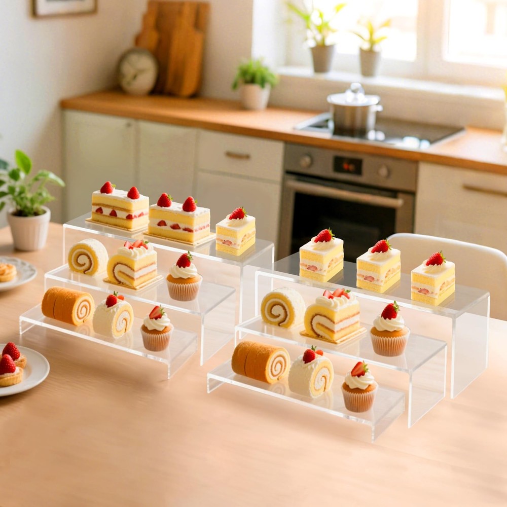 Acrylic Display Risers 6pcs 12'' Large Stands Thickened to 0.2''(5mm) Stackable