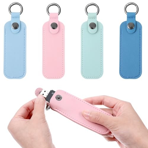 4Pcs Flash Drive Storage, Leather USB Flash Drive Case, Anti Lost Small