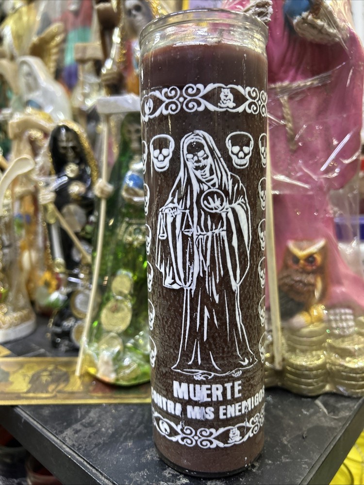 Santa Muerte Brown Candle 8in