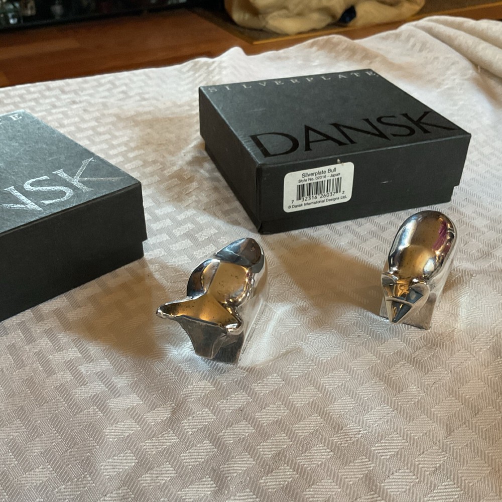 Dansk Silver Plate Bull and Bear Collectibles Figurines Set
