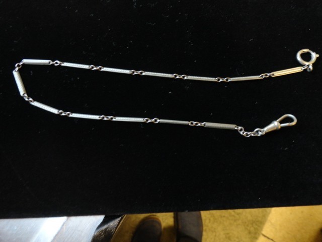 Art Deco Numium Cable Bar Link Pocket Watch Chain 12in Unique