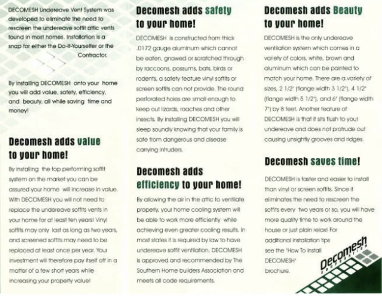 Decomesh 6” Brown Aluminum Undereave Vent